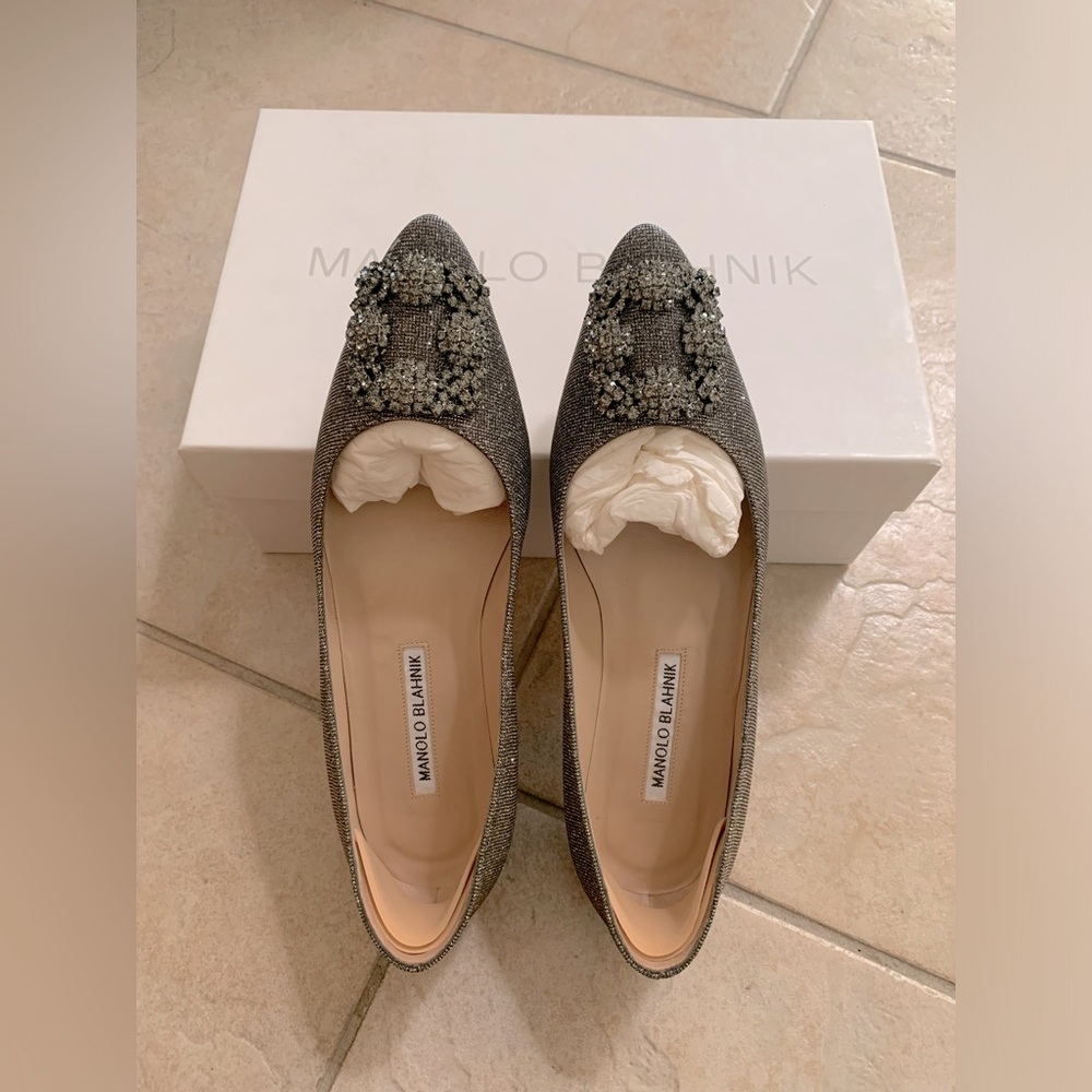 Manolo Blahnik ‘Hangsi’ Jeweled Pointy Toe Flat